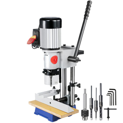 VEVOR Woodworking Mortise Machine, 3/4 HP 3400RPM Powermatic Mortiser With Chisel Bit Sets, Benchtop Mortising Machine, For Making Round Holes Square Holes, Or Special Square Holes In Wood - WoodArtSupply