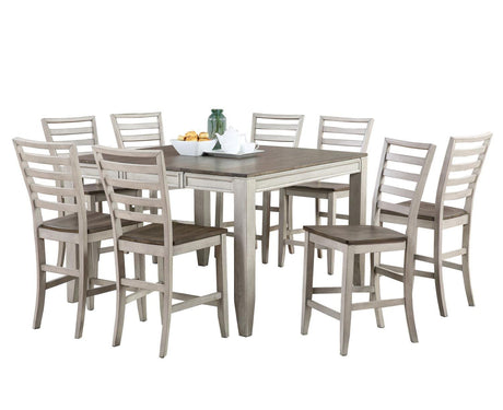 Abacus Two-Tone Smokey Alabaster and Brown 9-Piece Counter Dining Set Steve Silver
