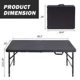 ICSPOID Portable Plastic Folding Table 4ft/6ft/8ft Heavy Duty White Black Picnic Dining Table Fold-in-Half for Camp Party Kitchen Indoor Outdoor ICSPOID