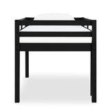 DHP Milton Twin Loft Bed with Safety Guard Rail, Black, Space Saving Junior Size, Pine Wood DHP