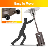 Hykolity 50,000 BTU Propane Patio Heater with Table Design, Stainless Steel Burner, Triple Protection System, Wheels, Outdoor Heaters for Patio, Garden, Commercial and Residentia(Brown) hykolity