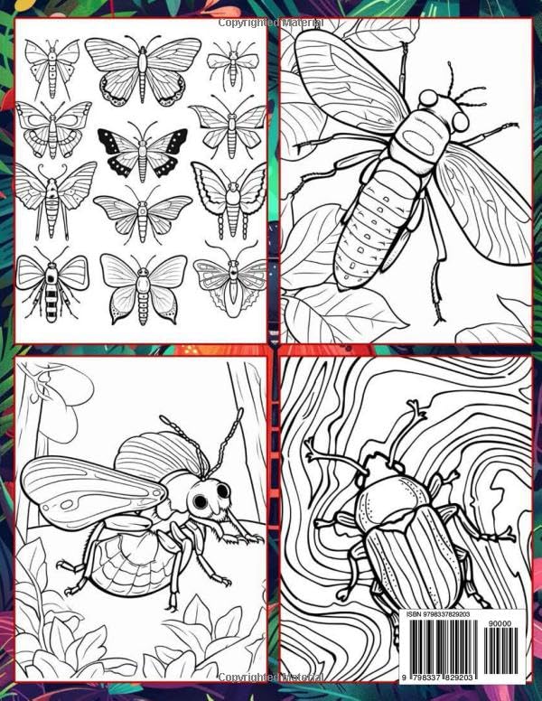 Insects And Bugs Coloring Book: 48 Bugs And Insects Coloring Pages For Kids And Teens Majosta