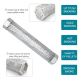 Aushucu 2pcs Smoker Tube 12in Pellet Smoker Tube Stainless Steel Smoke Tube for Hot or Cold Smoking 5 Hours of Billowing smoke Portable BBQ Smoking tube Generator Electric Charcoal Gas Grill Smoker aushucu