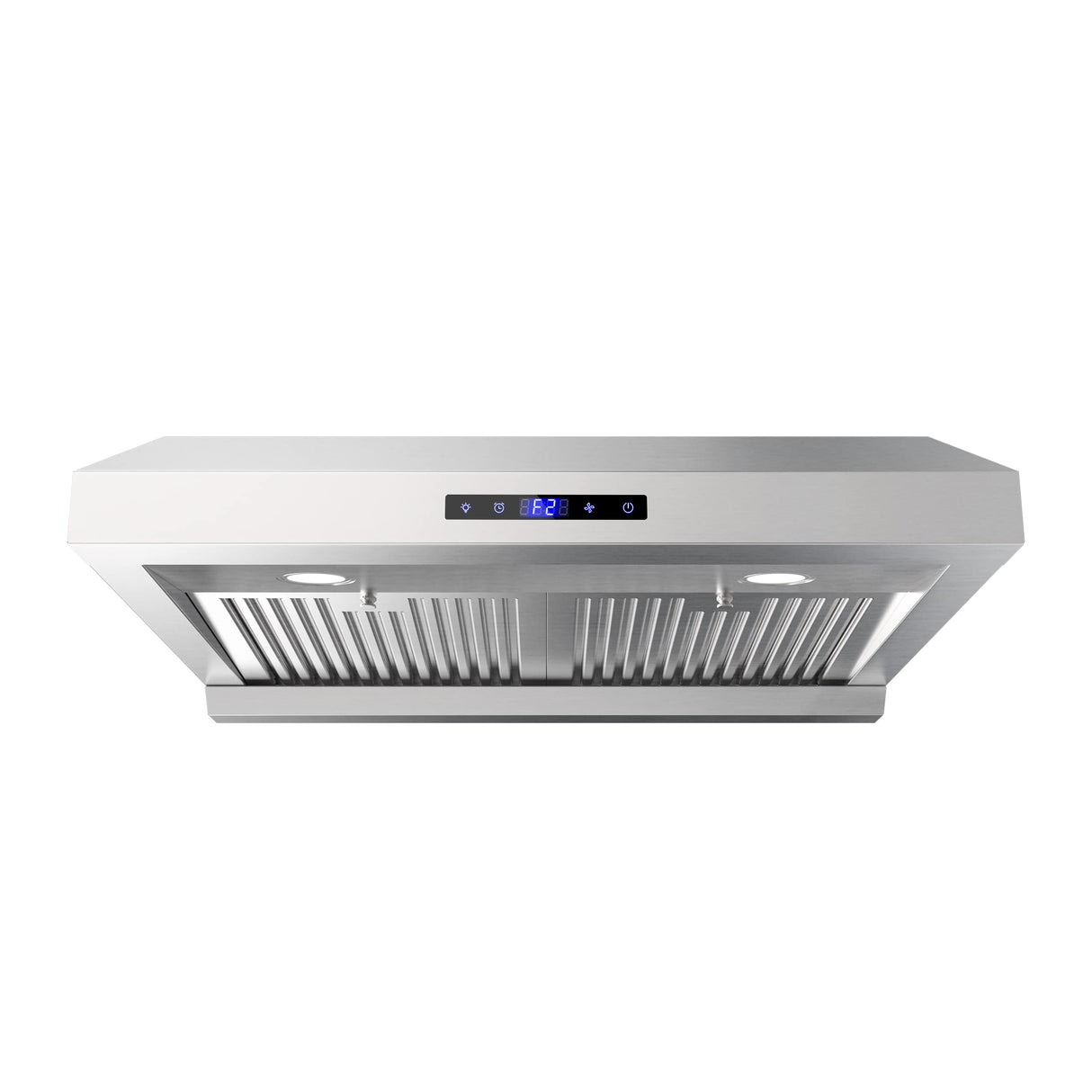 FIREGAS Range Hood 30 inch, Dual Motor Kitchen Hood 900 CFM Stainless Steel Vent Hood for Under Cabinet with 3 Speed Exhaust Fan, Touch Screen, Dishwasher Safe Baffle Filters and LED Lights FIREGAS