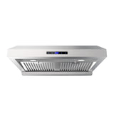 FIREGAS Range Hood 30 inch, Dual Motor Kitchen Hood 900 CFM Stainless Steel Vent Hood for Under Cabinet with 3 Speed Exhaust Fan, Touch Screen, Dishwasher Safe Baffle Filters and LED Lights FIREGAS