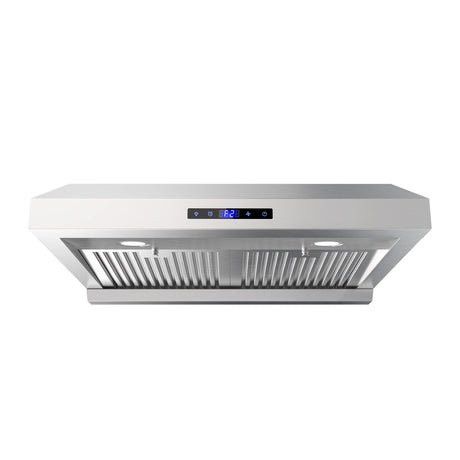 FIREGAS Range Hood 30 inch, Dual Motor Kitchen Hood 900 CFM Stainless Steel Vent Hood for Under Cabinet with 3 Speed Exhaust Fan, Touch Screen, Dishwasher Safe Baffle Filters and LED Lights FIREGAS