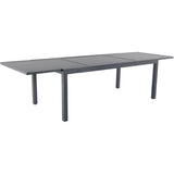 Cambridge Nova 11-Piece Outdoor Dining Set with 10 Stackable Sling Chairs and Extra Large Expandable Outdoor Patio Dining Table, Weather Resistant and Easy to Clean Metal Patio Set, Gray/White CAMBRIDGE