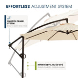 wikiwiki 10ft Patio Umbrellas Offset Outdoor Cantilever Hanging Umbrella w/Infinite Tilt, Fade Resistant Waterproof Recycled Fabric Canopy for Yard, Garden & Deck, Beige wikiwiki
