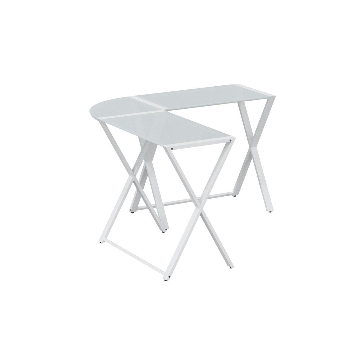 Walker Edison Wright Modern X Leg Glass Top Corner Computer Gaming L Shape Desk Home Office, 51 Inch, White Walker Edison