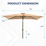SUNVIVI OUTDOOR 6.5 x 10 Ft Rectangular Patio Umbrella Aluminum Pole, Outdoor Table Market Umbrella with Crank, 6 Steel Ribs, Polyester Canopy, Light Brown SUNVIVI OUTDOOR