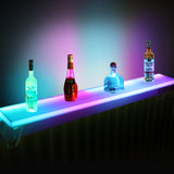 Cimcame Led Lighted Liquor Bottle Display Shelf Set of 2 with Remote&APP Control 32 Inch Floating Wall-Mounted Illuminated Marquee Lighting Shelves for Home Commercial Bar Cimcame