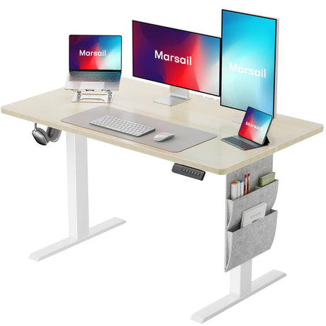 Marsail Standing Desk Adjustable Height Home Office Desk,‎48x24 Inch Electric Standing Desk, Stand up Desk with Storage Bag,Headphone Hook for Computer Workstations Desk Memory Preset Marsail