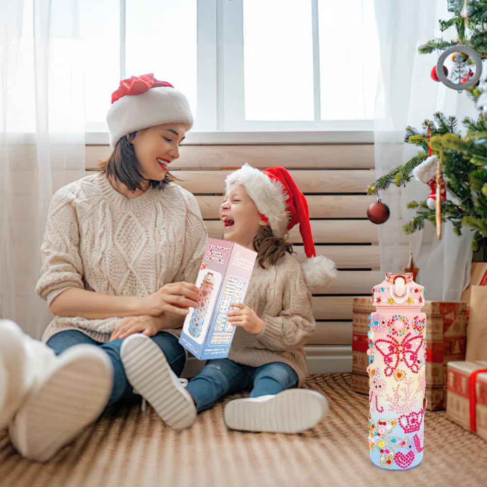 SythorYang Decorate Your Own Water Bottle Kits for Girls Gifts for Girls Age 4-6-8-10 Girl Water Bottle with Gem Stickers Arts and Crafts for Girles 7 8 9 10 Year Old Girl Birthday Christmas Gifts SythorYang