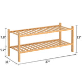 RONGJIA 2 Tier Bamboo Shoe Rack for Closet Free Standing Wood Shoe Shelf Storage Organizer for Entryway Small Space Stackable, Natural RONGJIA