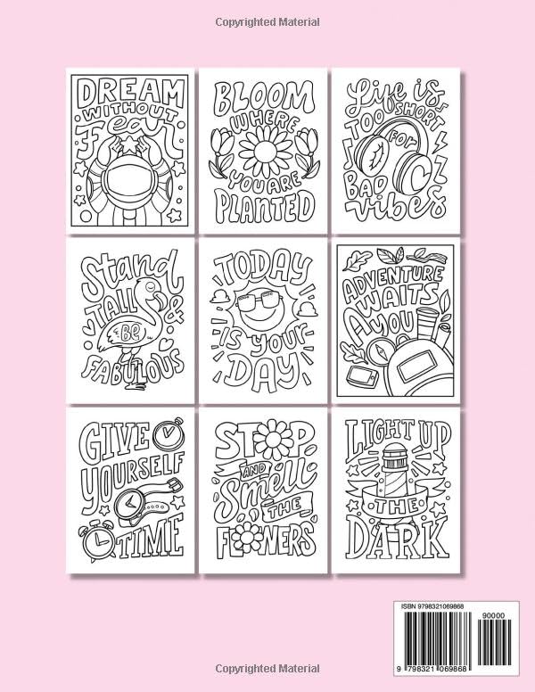 Love This Life Bold & Easy Inspirational Coloring Book: Simple Self Help and Motivational Quotes Coloring Book for Adults and Kids Relaxation