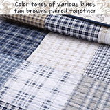 Cozy Line Home Fashions Benjamin Cute Dinosaur Plaid Navy Blue White Grey Bedding Quilt Set 100% Cotton Reversible Coverlet Bedspread Set for Kids Boy(Twin - 2 Piece) Cozy Line Home Fashions