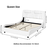 Keyluv Adjustable LED Upholstered Platform Bed Frame with Curved Design and No Box Spring Keyluv