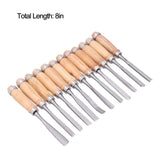 12Pcs 8inch Wood Turning Tools with HSS Blade Woodworking Lathe Chisel Set HRC58~62 High Hardness with Wood Handle for Modeling, Carving, Cutting,Woodworking Carving Gouge Accessories Tissting