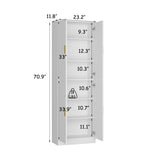 AGOTENI 6-Tier Storage Cabinet with Adjustable Shelves, Wooden Kitchen Pantry Freestanding Cupboard with 4 Doors for Living Room Kitchen Garage, White, 11.8" D x 23.2" W x 70.9" H AGOTENI