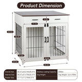 Snowtaros Dog Crate Furniture, 36.6 Inch Large Dog Crate with Drawers, Wooden Dog Kennel Indoor for Small Medium Large Dogs, Heavy Duty Dog Crate End Table with Double Doors Snowtaros