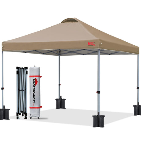 MASTERCANOPY Durable Pop-up Canopy Tent with Roller Bag (10x10, Khaki) MASTERCANOPY