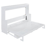 SOFTSEA Queen Size Horizontal Murphy Bed with Desk, Murphy Bed can be Folded into a Cabinet, Hideaway Wall Bed Frame Space-Saving for Guest Room Bedroom Office, White SOFTSEA