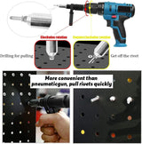 Pop Rivet Gun Tool, Professional Cordless Riveter Adapter Kit Riveter Nut Tool Drill Attachment for Cordless Electric Power Drill (4 Threaded Head Sizes: 2.4/3.2/4.0/4.8mm) Haokixin