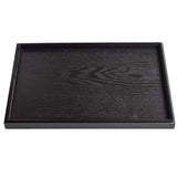 16 x 11 Inches Extra Large Solid Wood Serving Tray Tea Coffee Table Tray Snack Food Meals Serving Plate Kitchen Party Bar Server Breakfast Tray with Raised Edges Black Ottoman Tray Rectangle XKXKKE