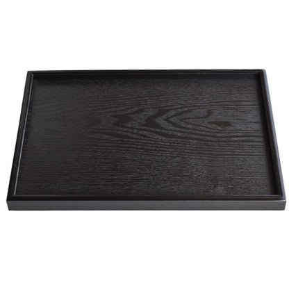 16 x 11 Inches Extra Large Solid Wood Serving Tray Tea Coffee Table Tray Snack Food Meals Serving Plate Kitchen Party Bar Server Breakfast Tray with Raised Edges Black Ottoman Tray Rectangle