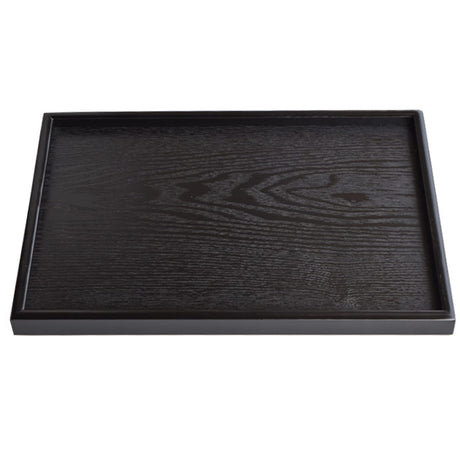 16 x 11 Inches Extra Large Solid Wood Serving Tray Tea Coffee Table Tray Snack Food Meals Serving Plate Kitchen Party Bar Server Breakfast Tray with Raised Edges Black Ottoman Tray Rectangle XKXKKE