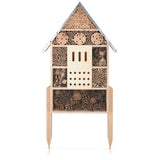 Navaris Insect House with Stakes - Extra Large Wooden Bug Hotel 22.4" H x 15" W - Bee, Butterfly, Ladybug Natural Nesting Habitat for Garden and Yard Navaris