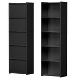 SUPER DEAL Wood Bookcase 5-Tier Open Shelf Narrow Tall Cube Bookshelf for Small Spaces Freestanding Display Storage Organizer for Kids Bedroom Home Office Apartment, 52 Inch Black SUPER DEAL