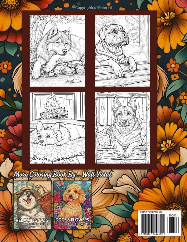 Cozy Dog Coloring Book: Beautiful Illustrations of 50 Dog Breeds to Color and Relaxing For adult WoodArtSupply
