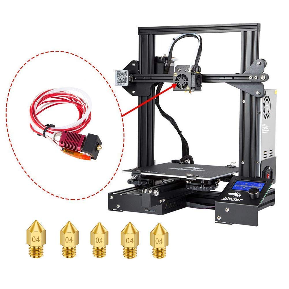 Ender 3 Hotend, Authentic Creality Assembled Hotend Kit 3D Printer Parts with 5X 0.4mm Nozzles for Ender 3 Ender 3 V2 and Ender 3 Pro - WoodArtSupply