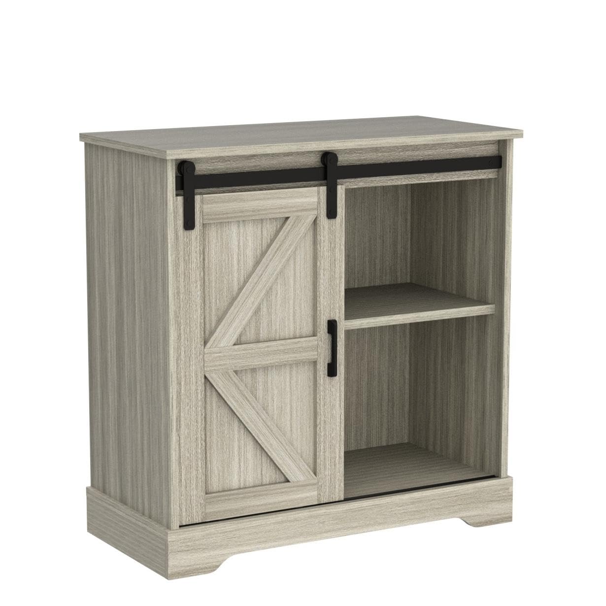 Panana Sliding Barn Door Buffet Sideboard Storage Cabinet Coffee Bar Kitchen Farmhouse Style (Oak) - WoodArtSupply