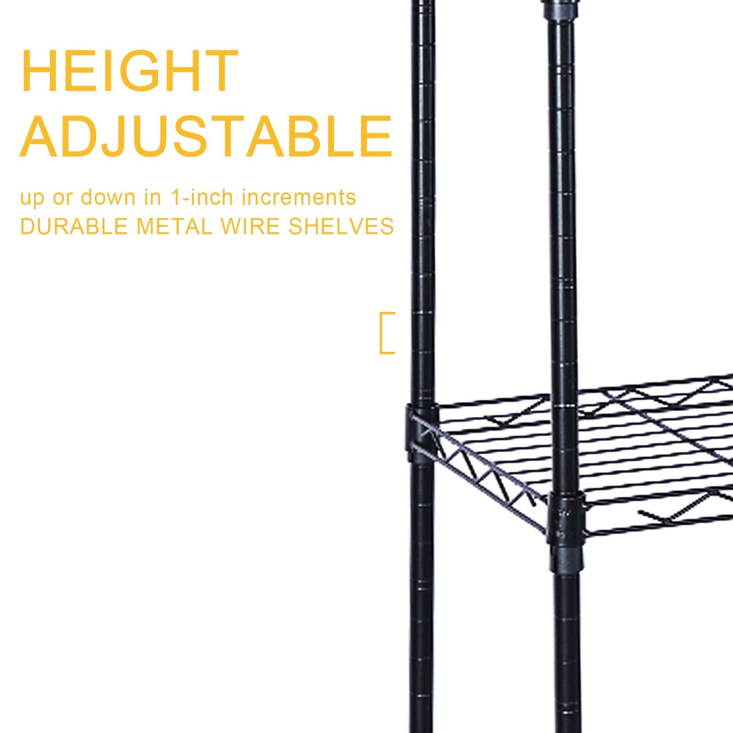 Simple Deluxe Heavy Duty 6-Shelf Shelving with Wheels, Wire Shelving with Hanging Hooks, Adjustable Storage Units, 17.32" D x 11.42" W x 64.96" H, 6 Tier, Black