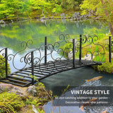 Outsunny 6' Metal Arch Backyard Garden Bridge, Safety Siderails, Arc Footbridge for Backyard Creek, Stream, Pond, Black Outsunny