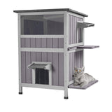 Aivituvin Outdoor Cat House，Two-Story Feral Cat Shelter，Wooden Cat Condos,Weatherproof Cat Enclosure for Winter with Escape Doors Aivituvin