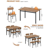 furlinkhm Kitchen Dining Table Set for 4, Modern Rectangular 5 Piece Dining Room Table and Chairs Set, Brown Wooden Metal Table Set for Family Dinner, Party, Afternoon Tea and Work (Oval) furlinkhm