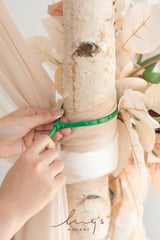 Ling's Moment White Gold Artificial Wedding Arch Flowers Kit Pack of 4, 2pcs Hanging Flower Arrangement 2pcs Chiffon Drapes Ceremony Reception Fake Rose Arbor Backdrop Stand Floral Outdoor Decorations Ling's Moment