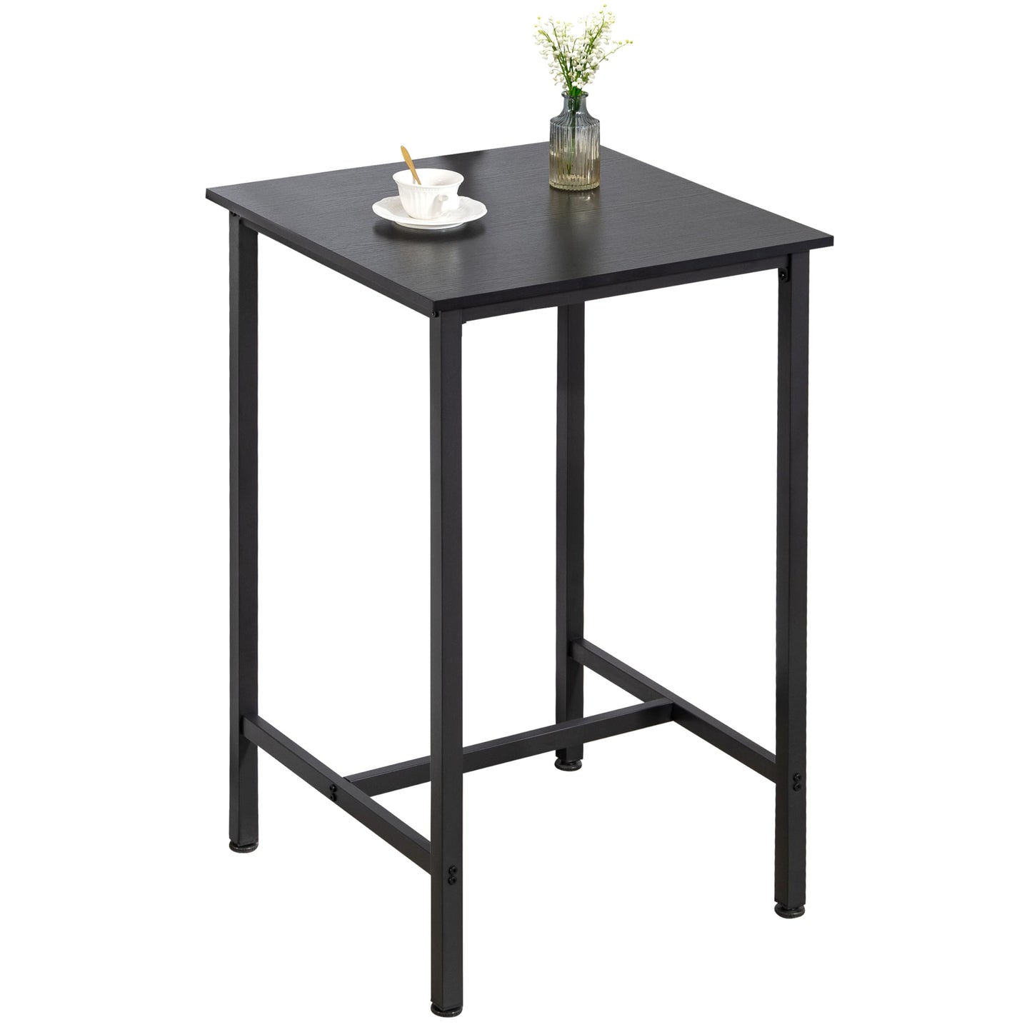 Finnhomy Rustic Black High Top Bar Table – 23.6" Square Cocktail Table for Small Spaces - WoodArtSupply