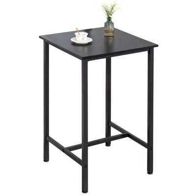 Finnhomy Rustic Black High Top Bar Table – 23.6" Square Cocktail Table for Small Spaces