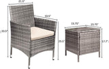Devoko 3 Pieces Patio Furniture Sets Clearance PE Rattan Wicker Chairs with Table Outdoor Garden Porch Furniture Sets (Light Grey) Devoko