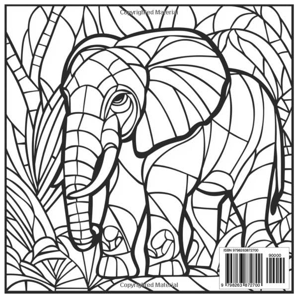 Stained Glass Elephants Fun Coloring Book for Kids and Adults: Beautiful Elephant Stained Glass Designs for Stress Relief, Relaxation, and Creative Fun (Stained Glass Animal Series) Majosta