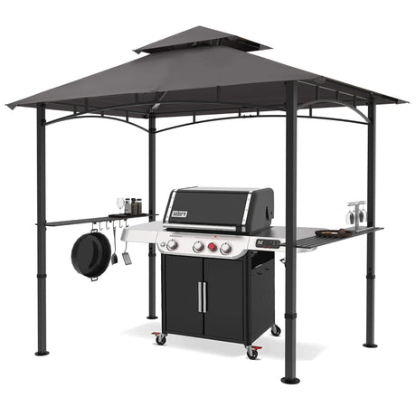 MASTERCANOPY 8 x 5 Grill Gazebo Outdoor BBQ Gazebo Canopy with 2 LED Lights (Gray) MASTERCANOPY