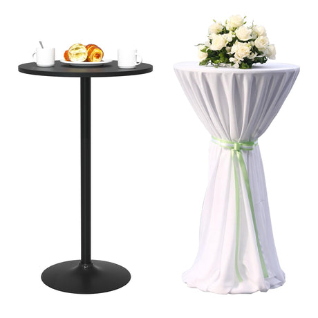 Tall Bar Table Cocktail Table Drink Table With Metal Base, 40" High Top Table 23.6 In MDF Top Pub Table Bar Height Table Bistro Table Round Table Drink Tables for Small Spaces Home, Wood, Black BORGEBY