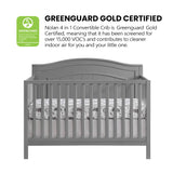 Oxford Baby Nolan 4-in-1 Convertible Crib, Dove Gray, GreenGuard Gold Certified Oxford Baby