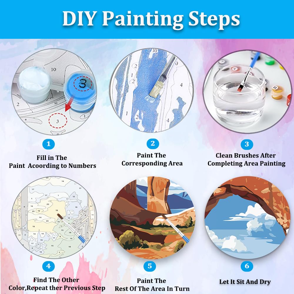 Artunion Arches National Park Paint by Numbers Kit for Adults, Nature Landscape Paint by Number Kits,DIY Acrylic Painting Paint by Number Kits on Canvas Arts Craft for Home Wall Decor 16x20 Inch Artunion