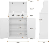 HOLTICO 54" Freestanding Kitchen Pantry Storage Cabinet with Doors and Adjustable Shelves, Microwave Oven Stand with Drawer for Kitchen, Bathroom or Hallway, White HOLTICO