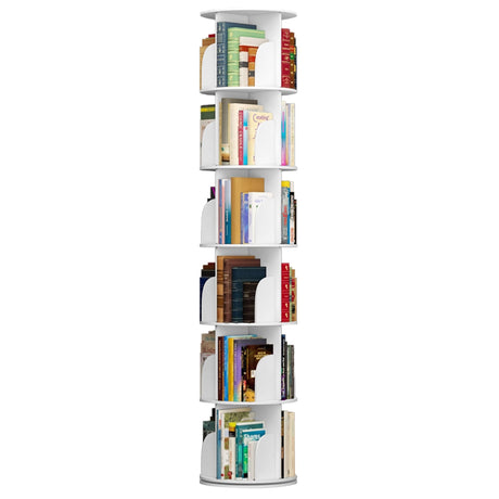 INTEXCA & DESIGN 6-Tier 360° Rotating Bookshelf - Space-Saving White Organizer for Home and Office INTEXCA & DESIGN